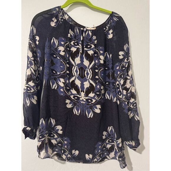 Tory Burch Lisa floral medallion  print 100% silk blouse 2 - Picture 7 of 8
